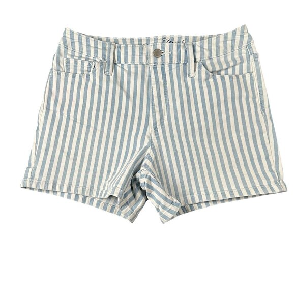 Universal Thread 4/27R Blue White Striped High-Rise Denim Shorts Cotton Blend - Picture 1 of 8